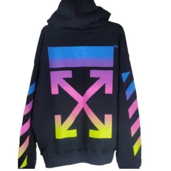 Off-White Rainbow Arrows Graphic Hoodie Size L Streetwear Essential - Picture 3 of 16